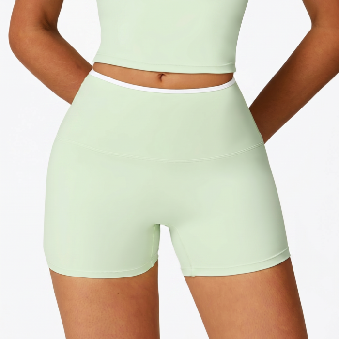Active High-Waist Shorts Soft Green - Image 2