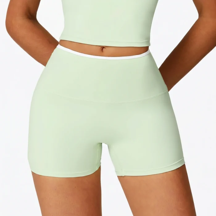 Active High-Waist Shorts Soft Green - Image 2